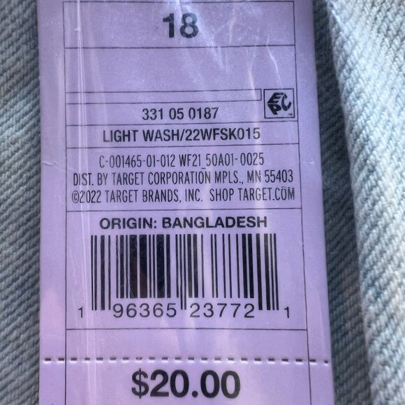 Wild Fable Women's Mini Skirt Low-Rise Denim Light Wash Size 18 - Picture 4 of 4